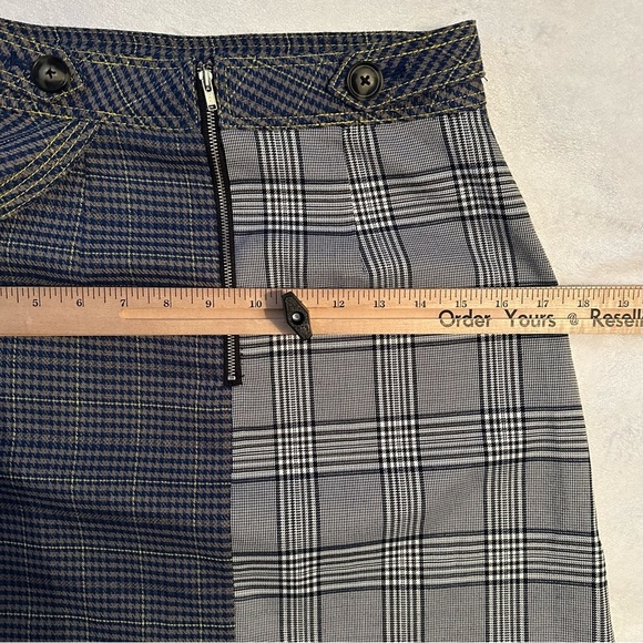 Self-Portrait Scottish Ruffled Checked Plaid Tweed Mini Skirt Blue Bicolor Sz 4 - Picture 7 of 10